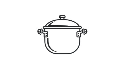 Simple Outline Illustration of a Cooking Pot with Lid.