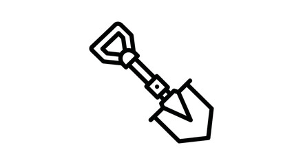 Simple Black and White Outline of a Shovel.