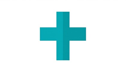 Teal Plus Sign Icon Isolated on White Background.