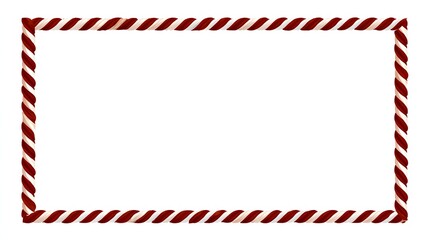 Rectangular border of twisted red and white candy cane stripes around a white center, ideal for festive or sweet-themed designs.