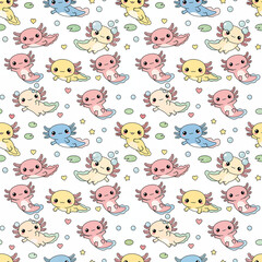 Obraz premium Cute axolotl seamless pattern