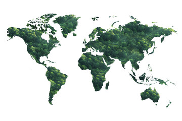Green World Map with Forest Texture