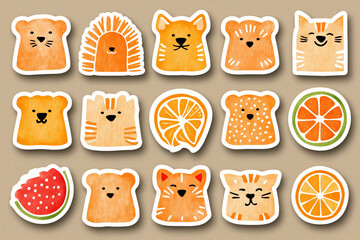 Playful kids breakfast scene with cookies shaped like animals.