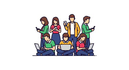 people using devices connecting and working in a modern workspace illustrating digital lifestyle networking and effective communication online