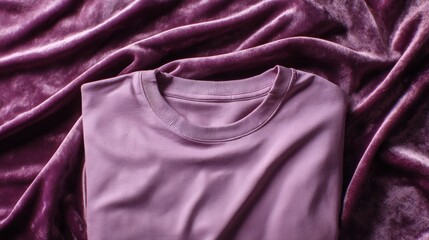 Fototapeta premium Lavender purple t-shirt mockup on velvet surface