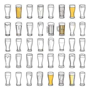 Collection of various beer glasses