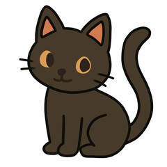 Cute Black Cat – Halloween Cartoon Illustration