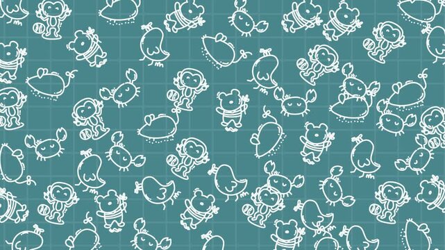 Doodle animal white cartoon drawings ideal for childrens book illustrations, educational materials, logos, and stationery designs for a playful touch.