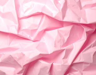 Close-up studio shot shows a crumpled pink paper texture. The light plays off the creases, creating a soft, textured appearance