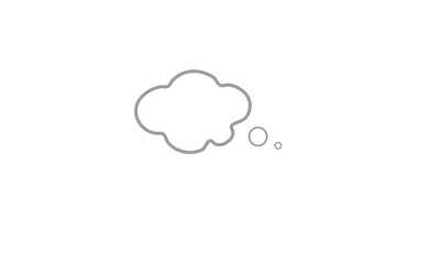 White thought bubble outline thinking cloud icon idea symbol on White background 