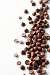 Obraz premium A scattering of chocolate chips on a white background , culinary, sprinkles, yummy