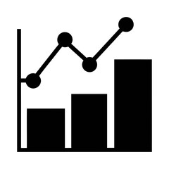 Data analysis chart graph icon vector illustration of business growth and success statistics
