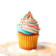 cupcake with cream and sprinkles