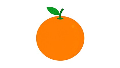 Vibrant orange fruit with a green leaf, simple and fresh design.