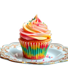 cupcake with icing and sprinkles