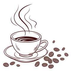 Vector art of coffee cup with beans