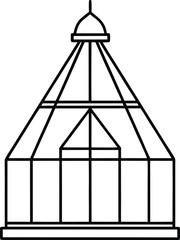 futuristic glass greenhouse towers coloring illustration on transparent background