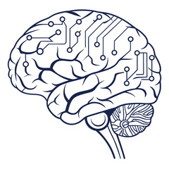 Vector art of human brain with circuit