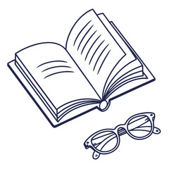 Vector art of open book with glasses