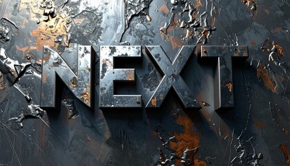 NEXT 3d typography with shadow depth and metal texture