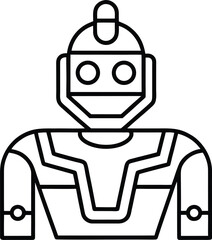 futuristic neon lit robot fair coloring sheet illustration on transparent background