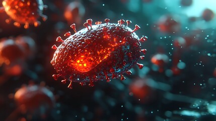 Detailed coronavirus cell structure shows infectious disease impact for medical research and healthcare campaigns during pandemics and epidemics worldwide