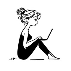 YouTuber. YouTuber simple black and white line art vector logo