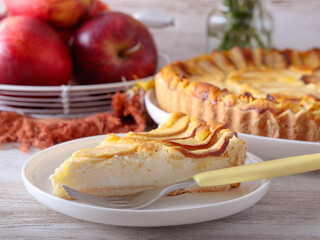 Apple and cheese pie, sliced