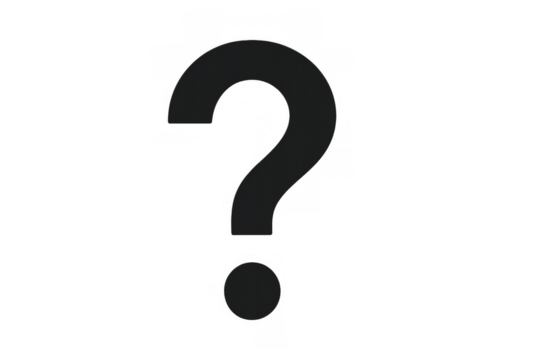 Question mark symbol icon on a transparent background, representing concepts like query, inquiry, confusion, and support