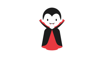 Cartoon Vampire Character with Black Hair and Red-Lined Cape.