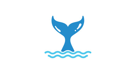 Blue Whale Tail Emerging from Stylized Ocean Waves.