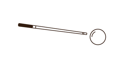 Minimalist line art illustration of a pool cue stick and a white cue ball.