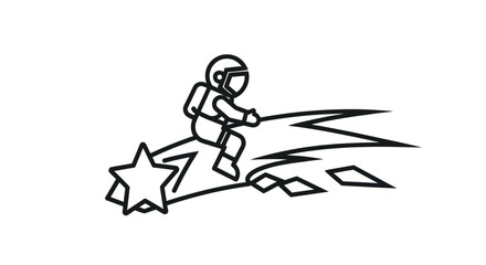 Astronaut Riding a Shooting Star in Space.