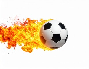 Fototapeta premium Soccer ball burning with flame streak on white