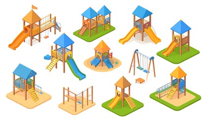 Fototapeta premium Colorful playground equipment isometric view