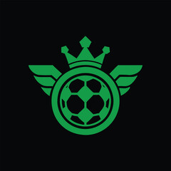 Royal Soccer Emblem with Wings and Crown