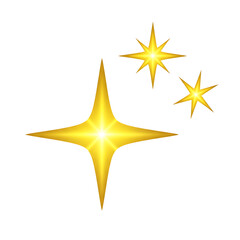 Obraz premium Golden stars shining brightly on a dark background illustration art