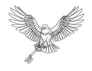 Fototapeta premium Eagle with key, soaring