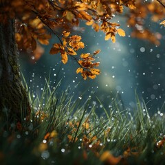 Whispers of autumn: a kaleidoscope of color in the morning light. Extravagant style. Dew-kissed leaves and sunlit meadows: an autumnal park escape. Majestic beauty. Stylish concept.