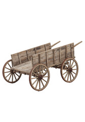 Fototapeta premium Antique Wooden Wagon Rustic Cart Illustration, Vintage Farm Transport, Aged Wood Wheels, History Concept.