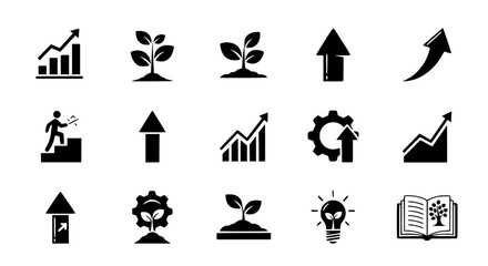 Set of Growth and Success Icons representing business development and new beginnings