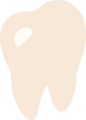 Flat vector illustration of a clean, healthy white tooth symbolizing good dental hygiene and oral health.
