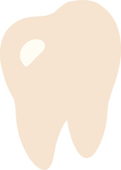 Flat vector illustration of a clean, healthy white tooth symbolizing good dental hygiene and oral health.