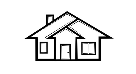 A Simple Line Drawing of a House Exterior