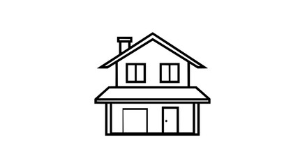 Simple Two Story House Outline Icon