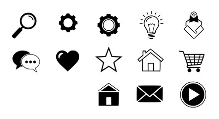 Collection of Website and App Icons for Digital Interfaces