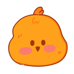 Cartoon Doodle of Cute Orange Chick