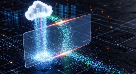 Data cloud computing storage transferring information flow. Future technology concept for network infrastructure and digital transformation.