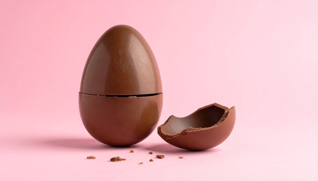 chocolate easter eggs with pink background