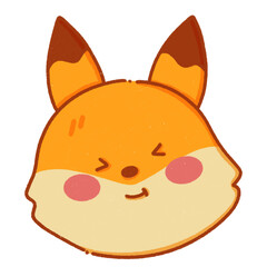 Cute Cartoon Doodle of a Smiling Fox Face
